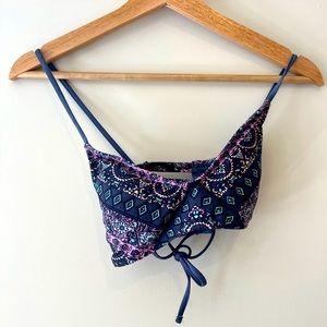 Bikini top blue patterned womens size US S
